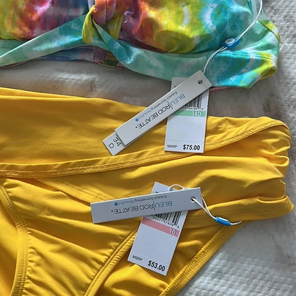 Bleu Rod Beattie Multi Color Swimsuit Top Size 34D and Bottom Side 10 - Picture 9 of 9